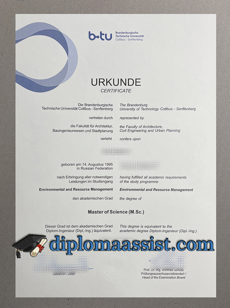 Brandenburg University of Technology certificate