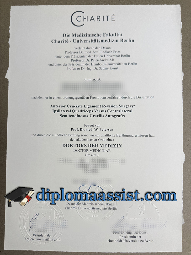 Charité Universitätsmedizin Berlin certificate