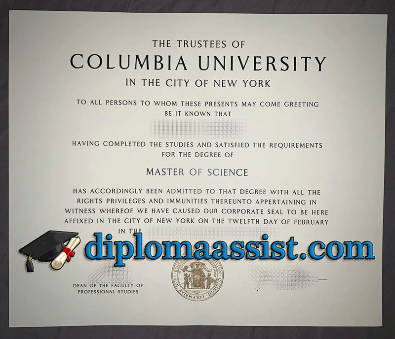 Columbia University diploma