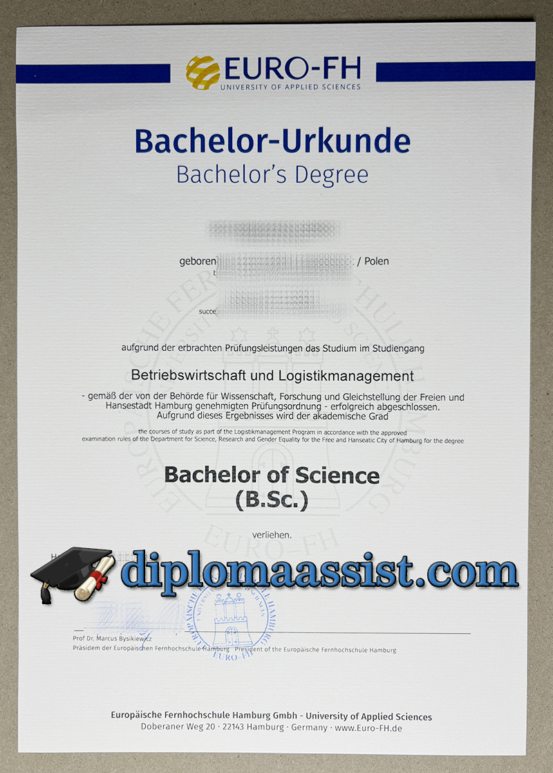 get Europäische Fernhochschule Hamburg Urkunde