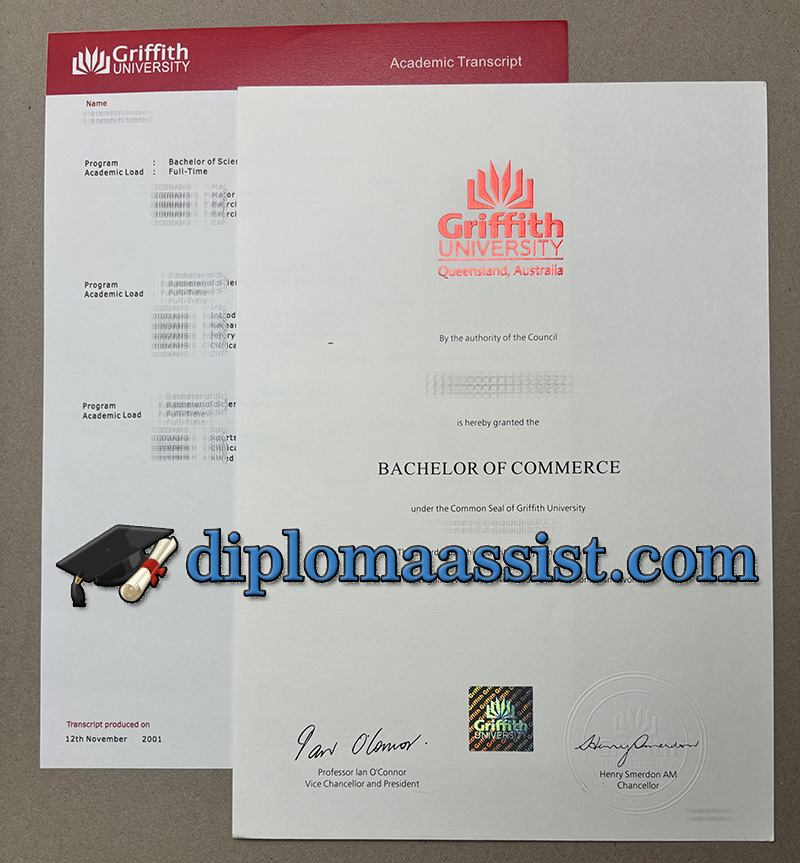 Griffith University diploma and transcript