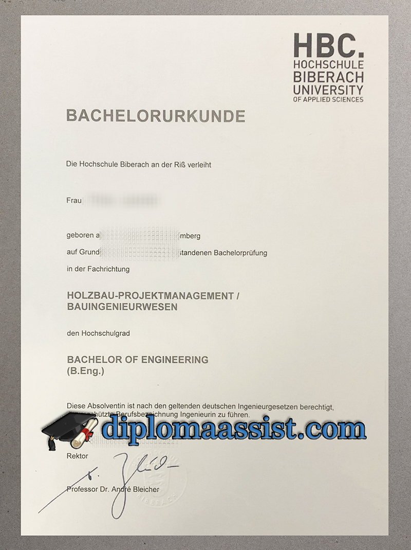 Hochschule Biberach University Bachelor Urkunde