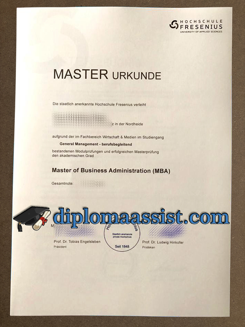 get Hochschule Fresenius Urkunde