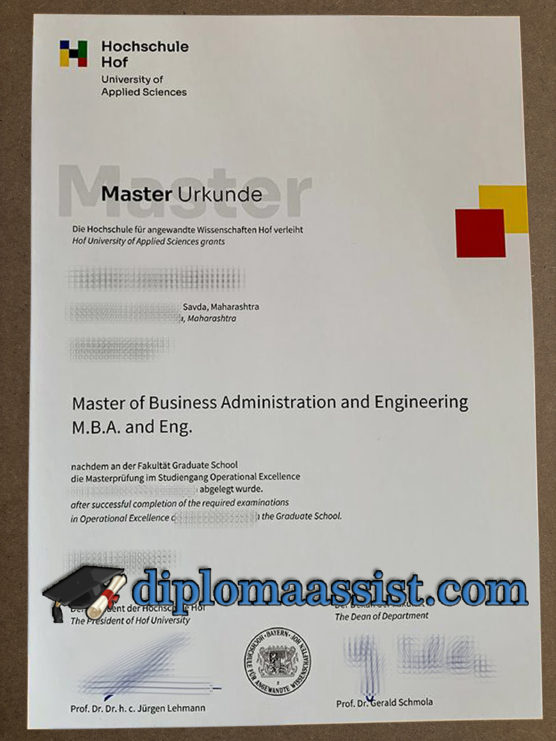 Hochschule für Angewandte Wissenschaften Hof Urkunde