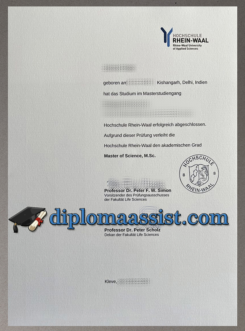 Hochschule Rhein Waal Urkunde