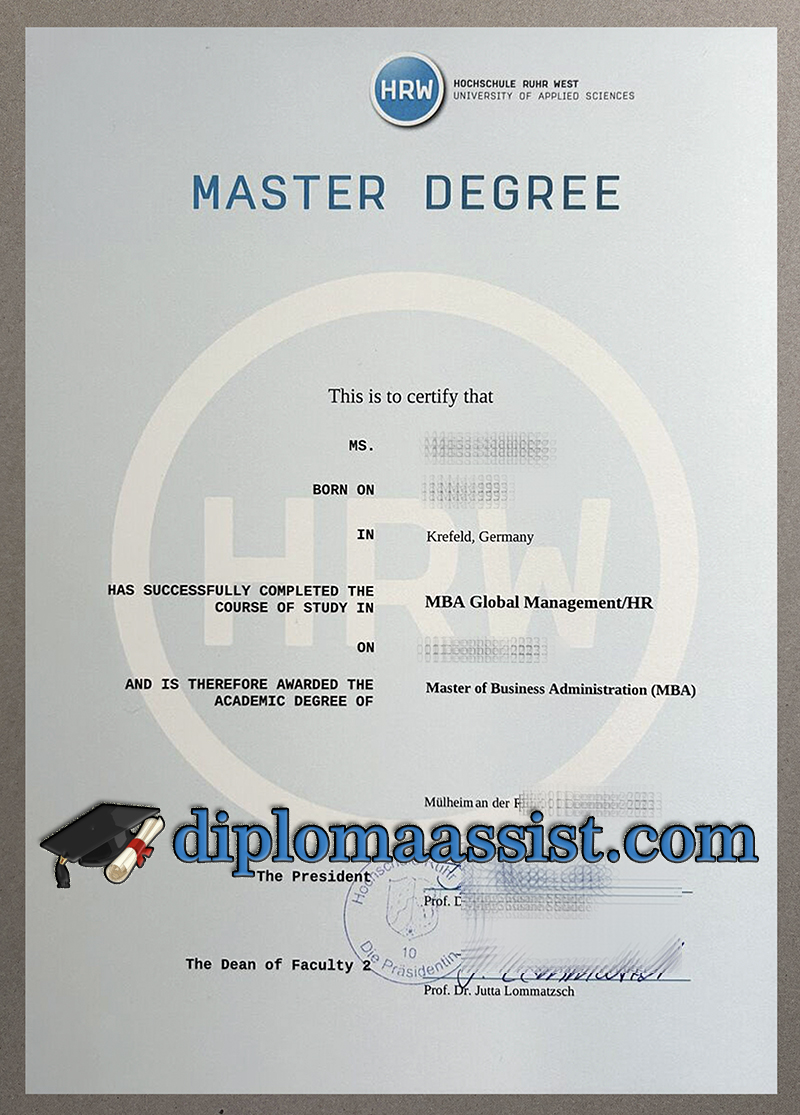 Buy Hochschule Ruhr West diploma