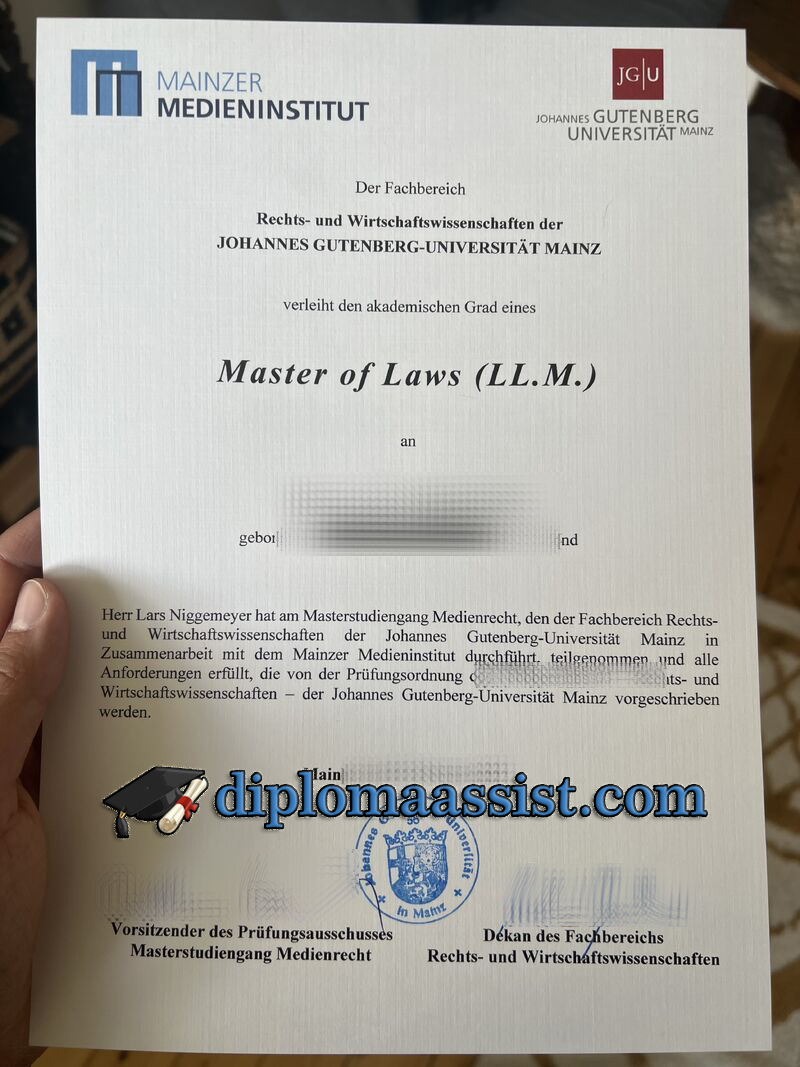 Johannes Gutenberg Universität Mainz diploma