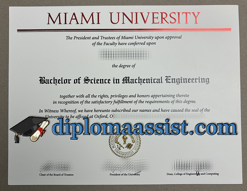 Miami University diploma