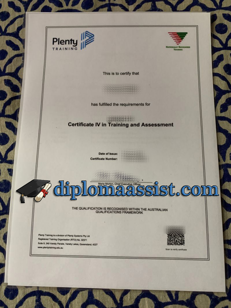 Order Plenty Training Certificate online