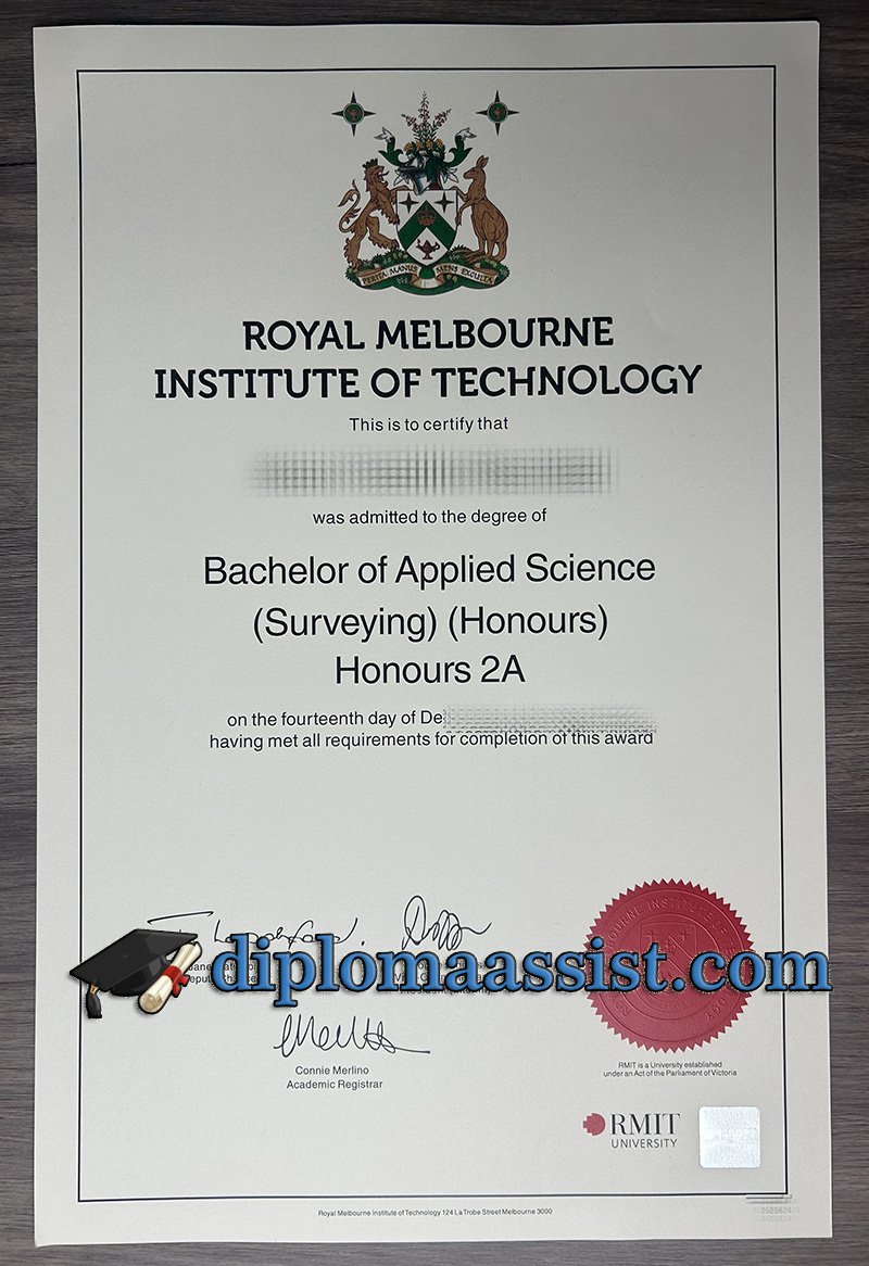 RMIT Bachelor's Degree. Royal Melbourne Institute of Technology diploma