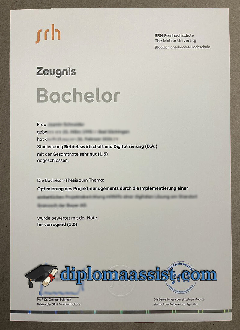 Get SRH Fernhochschule Urkunde