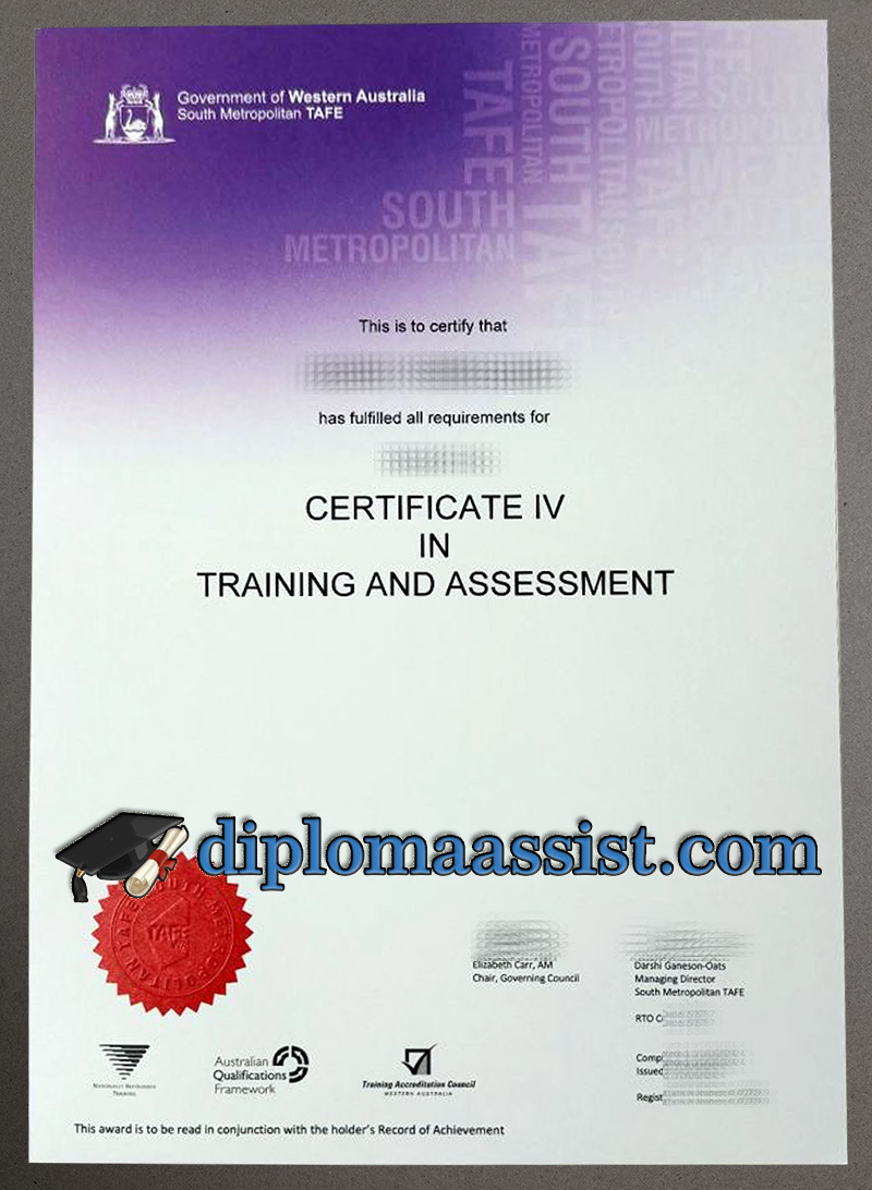 Order South Metropolitan TAFE certificate