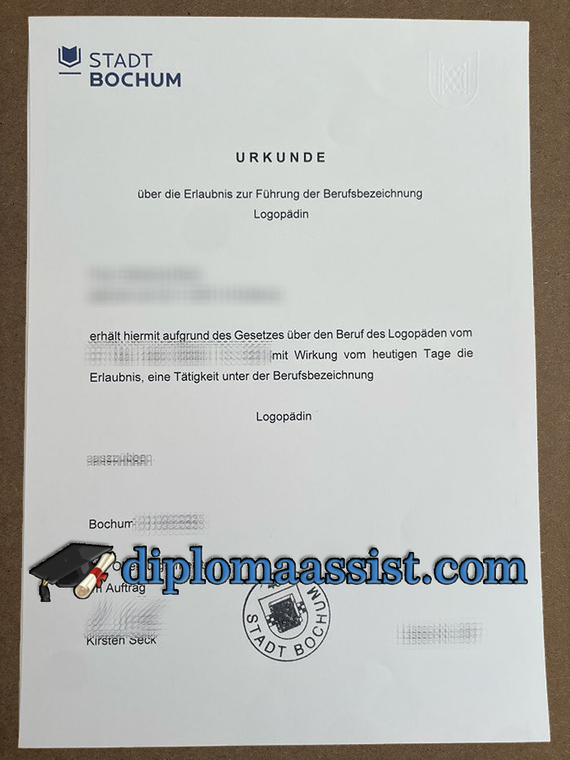 Stadt Bochum Urkunde