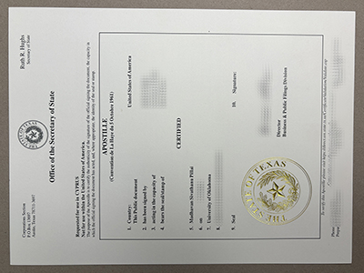 State of Texas Apostille certificate