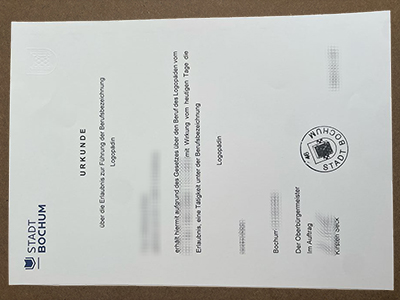 Stadt Bochum Urkunde