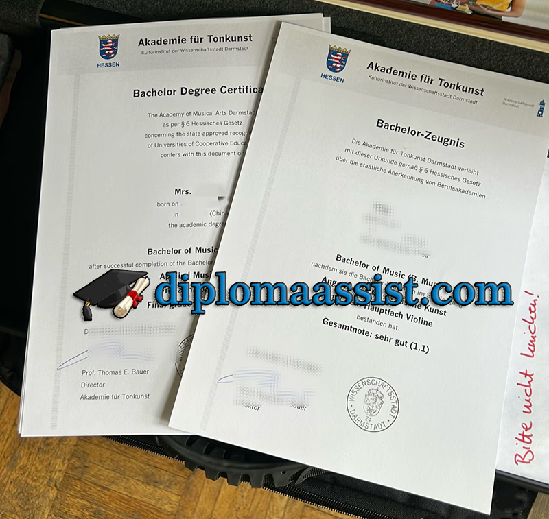 Akademie für Tonkunst Darmstadt Urkunde