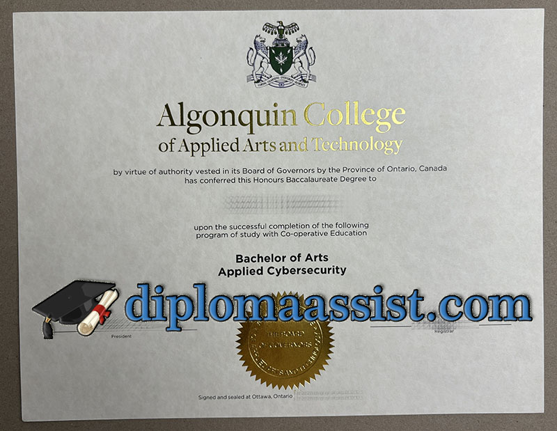 Order Algonquin College diploma