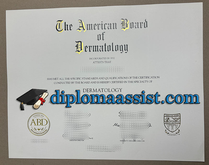 American Board of Dermatology certificate