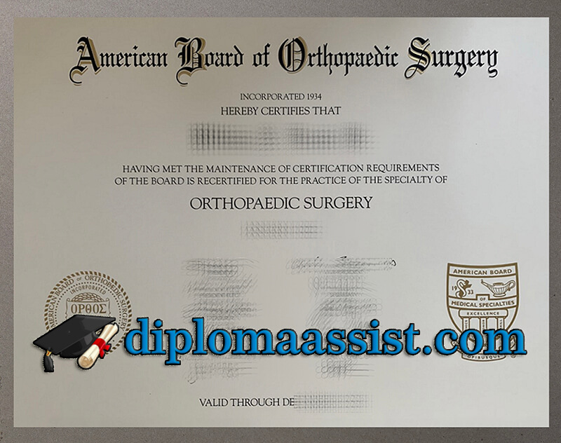 Buy American Board of Orthopaedic Surgery certificate