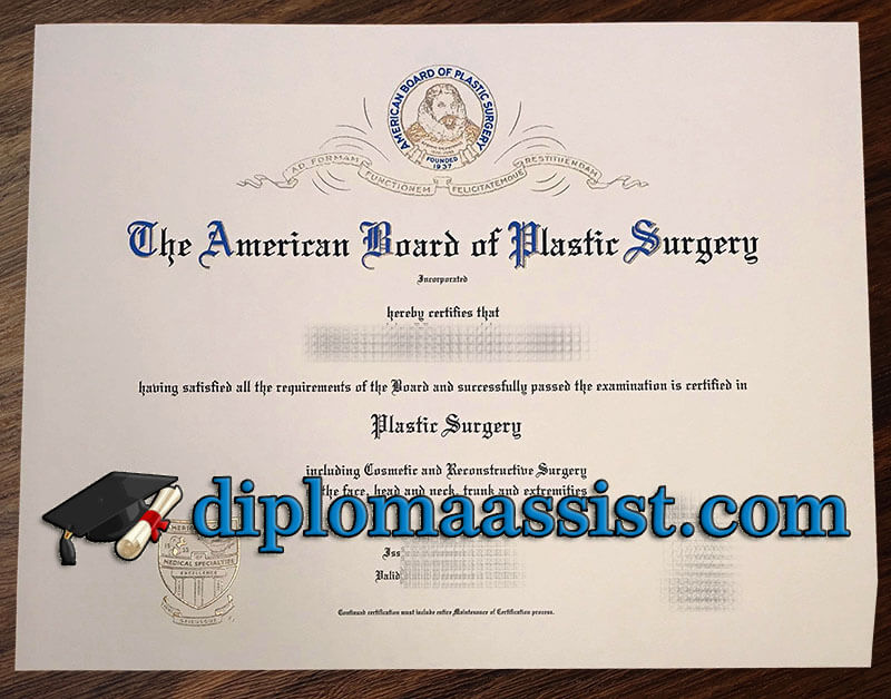 Buy American Board of Plastic Surgery diploma