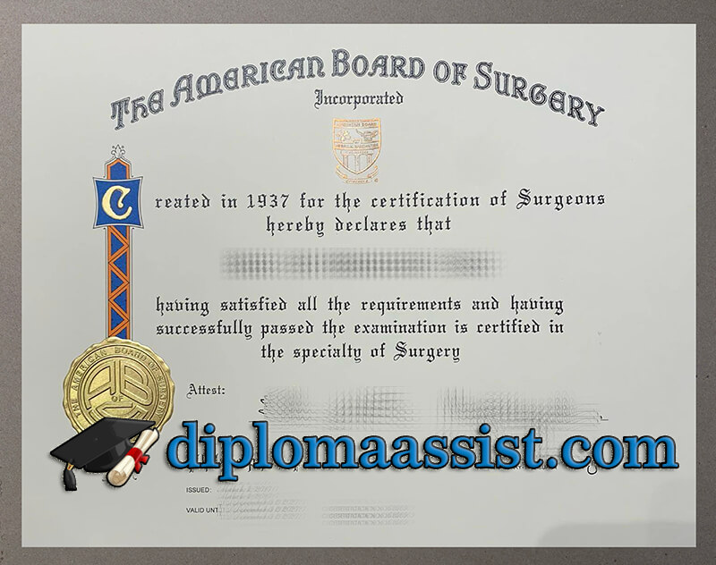 American Board of Surgery certificate