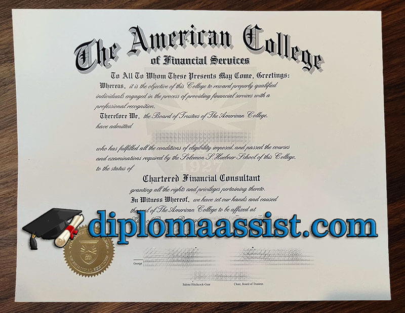 Buy American College of Financial Services diploma