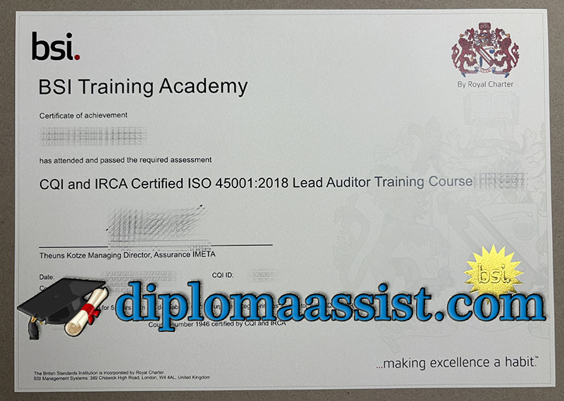 get BSI Training Academy certificate