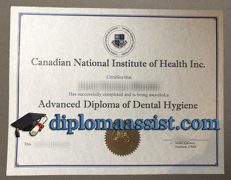 Canadian National Institute of Health Certificate