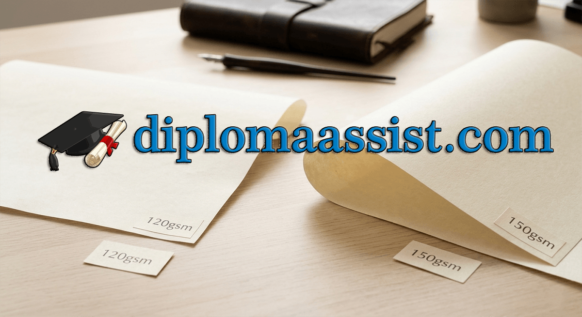 Comparison of 120gsm and 150gsm ivory parchment paper for realistic diploma crafting, showing thickness and structural integrity.