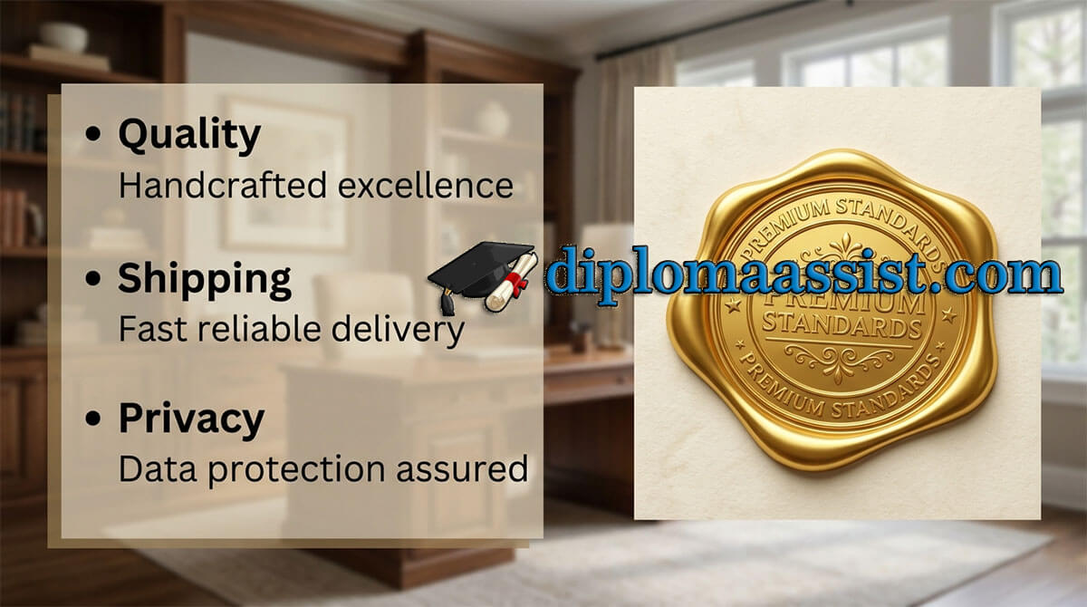 A "Frequently Asked Questions" graphic overlaying a high-quality university diploma seal, focusing on trust and quality.