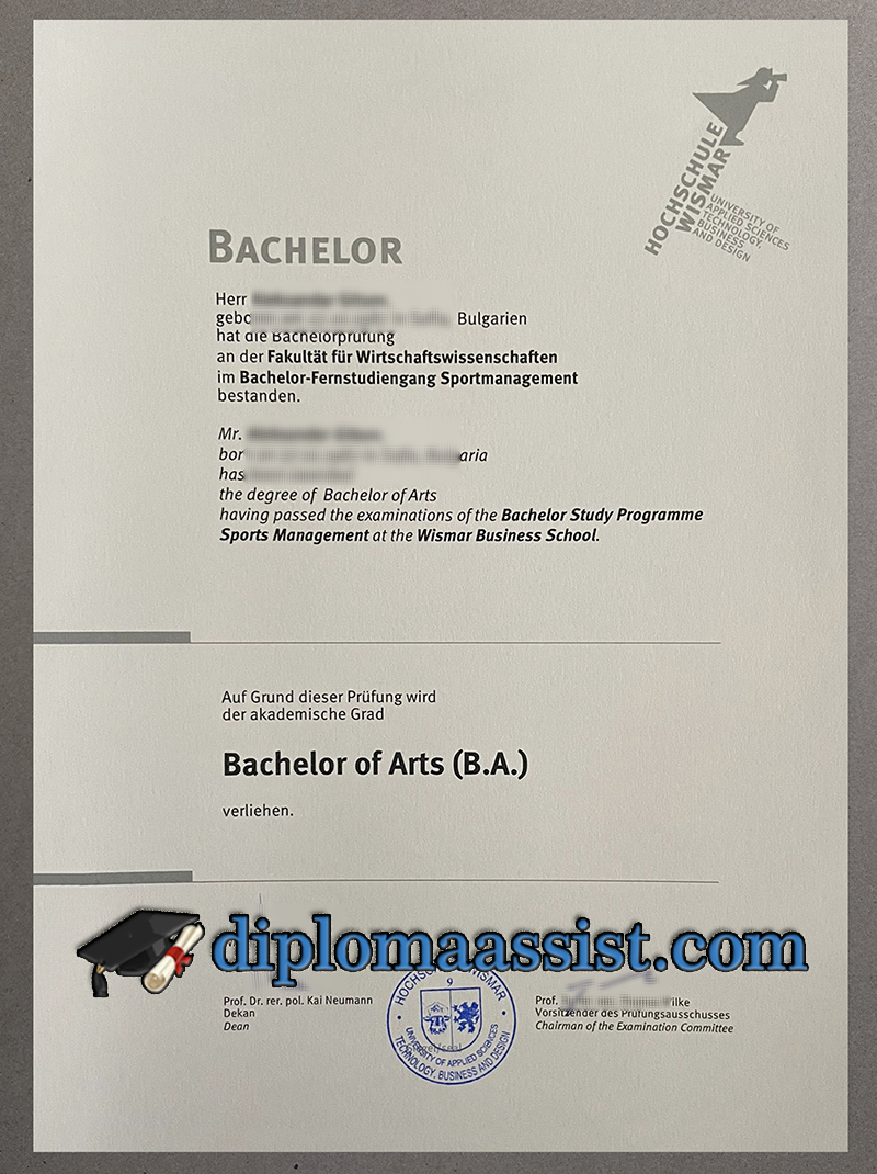 Order Hochschule Wismar diploma