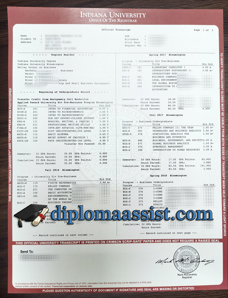 Where to order Indiana University transcript?