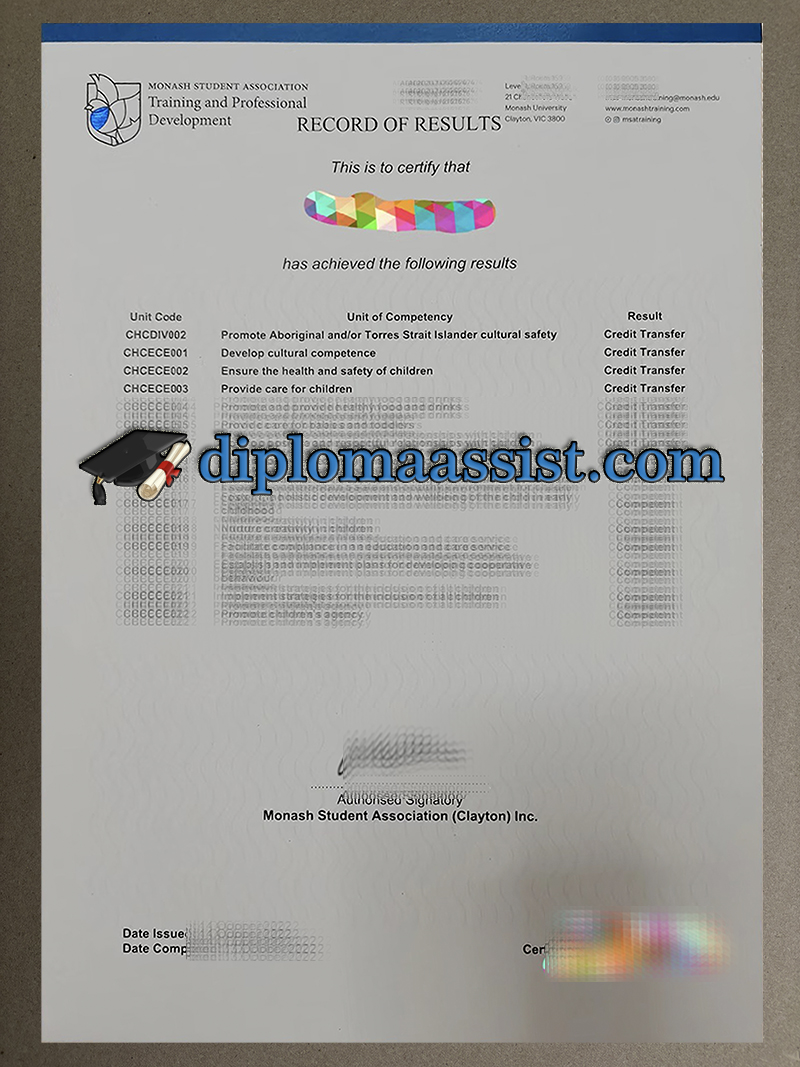 get Monash Student Association diploma