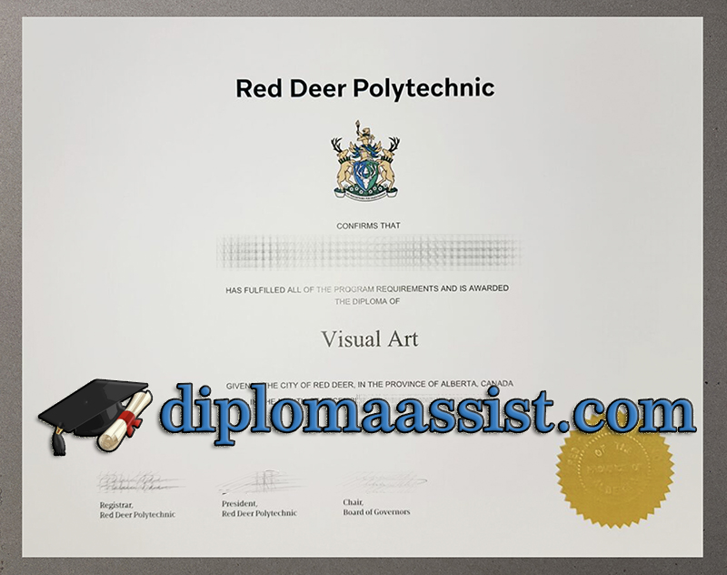 Red Deer Polytechnic (RDP) certificate with embossed gold crest.