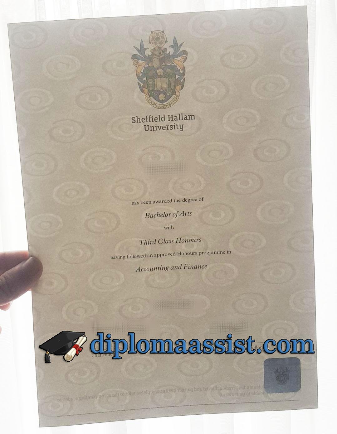 buy Sheffield Hallam University diploma