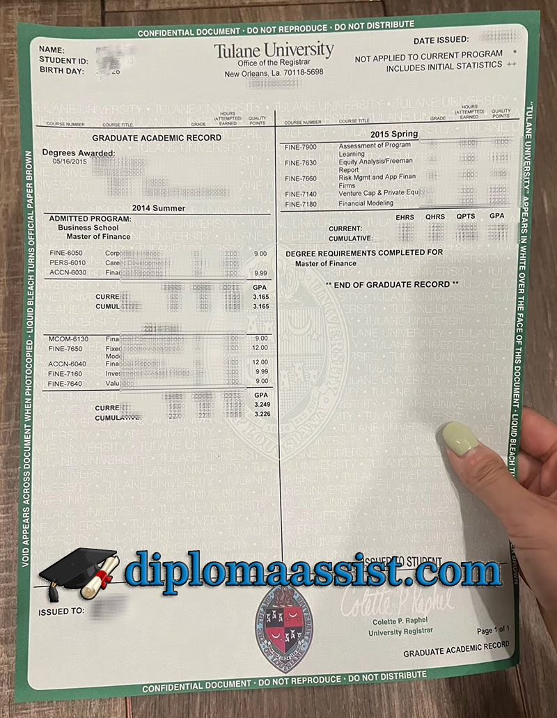 get Tulane University transcript