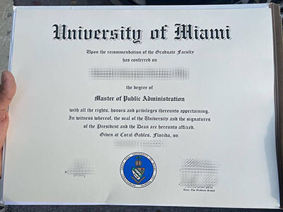 fake University of Miami diploma