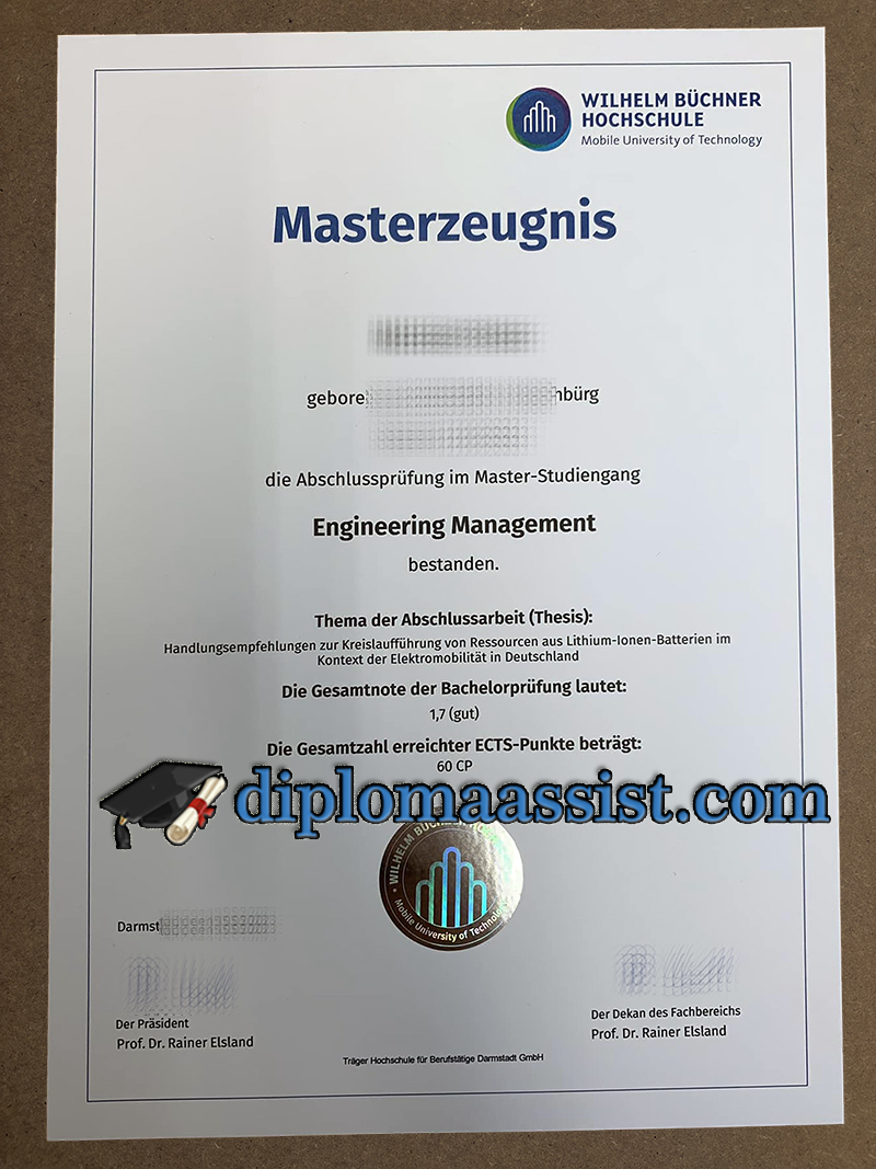 Where to order Wilhelm Büchner Hochschule diploma?