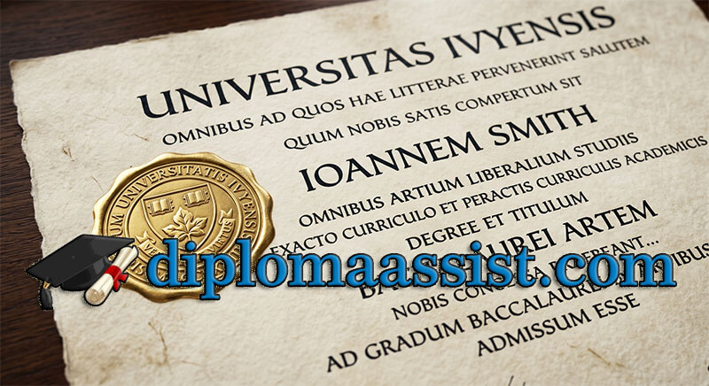 A high-resolution close-up of a traditional Ivy League style diploma with Latin text and a 3D gold embossed seal on textured parchment.