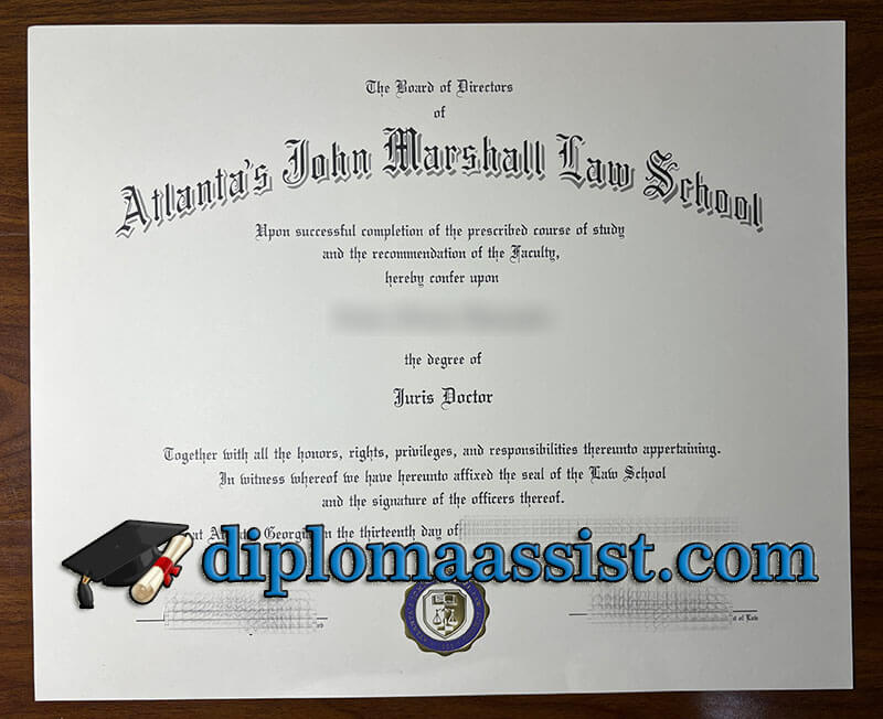 Buy Atlanta's John Marshall Law School diploma