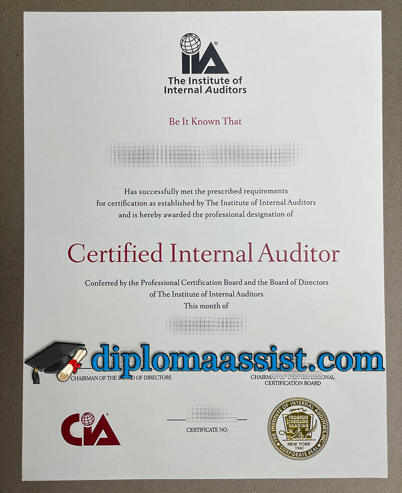 Certified Internal Auditor Certificate