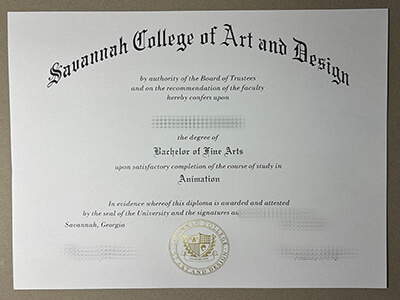 fake Savannah College of Art and Design certificate