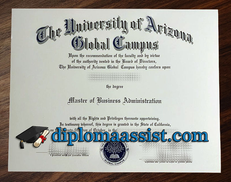 order University of Arizona Global Campus diploma