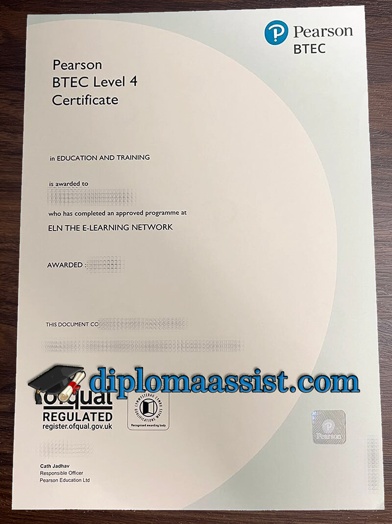 Pearson BTEC Level 4 certificate