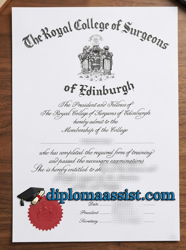Order Royal College of Surgeons of Edinburgh certificate