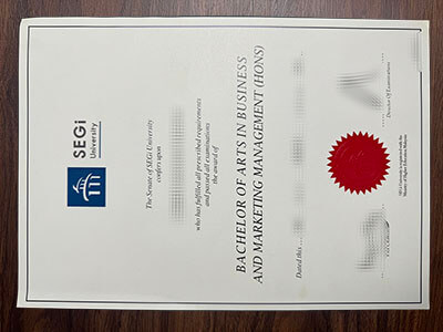 fake SEGI University diploma