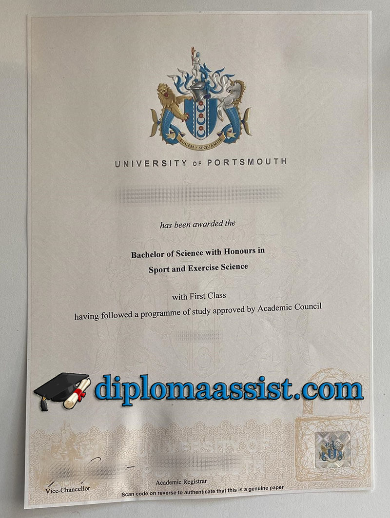 Buy University of Portsmouth diploma