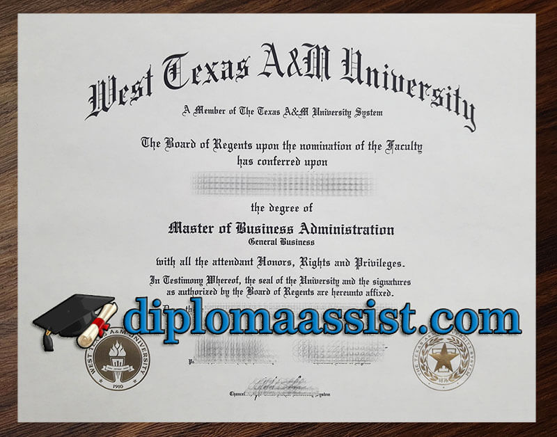 fake West Texas A&M University diploma