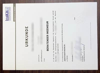 Ingenieurkammer Hessen Urkunde