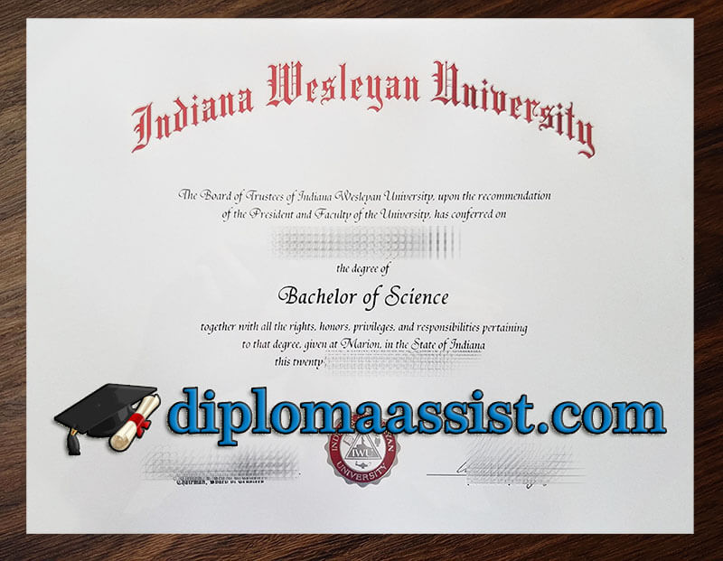 Indiana Wesleyan University certificate